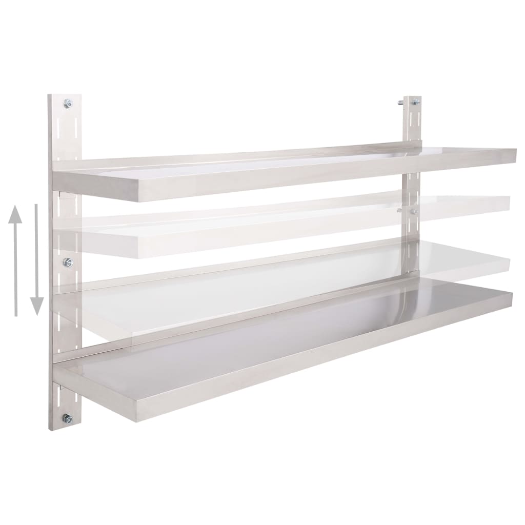 Étagère murale à 2 niveaux Acier inoxydable 150x30 cm - XIOS
