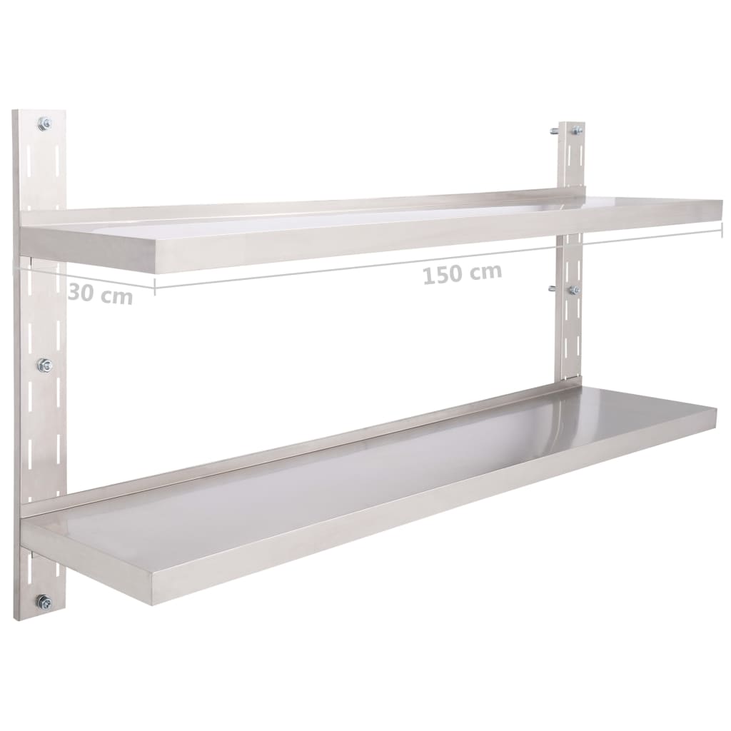 Étagère murale à 2 niveaux Acier inoxydable 150x30 cm - XIOS