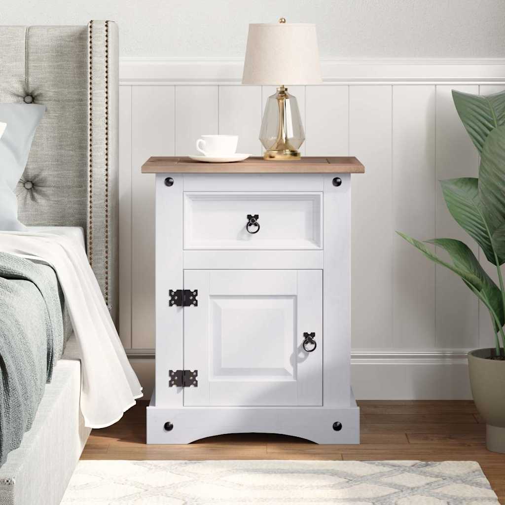Table de chevet Gamme Corona pin mexicain Blanc 53x39x67 cm - XIOS