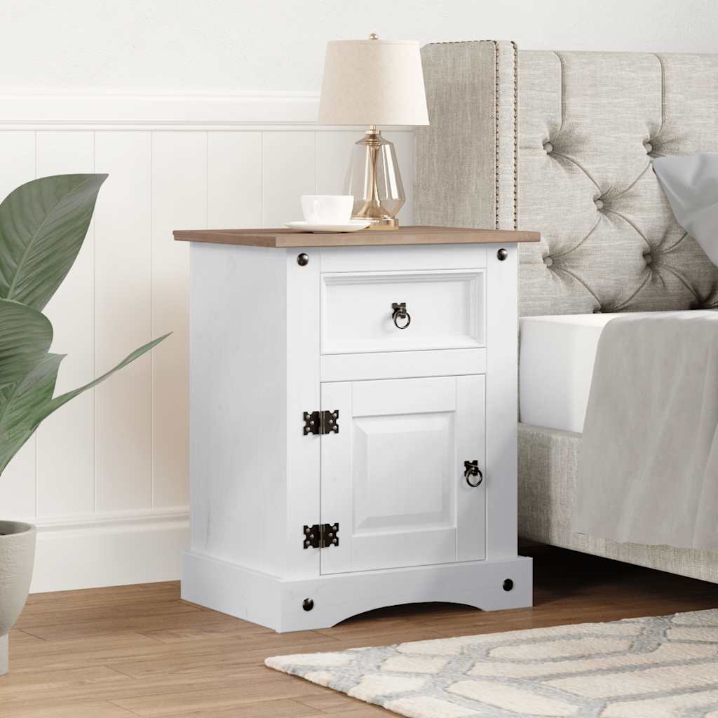 Table de chevet Gamme Corona pin mexicain Blanc 53x39x67 cm - XIOS