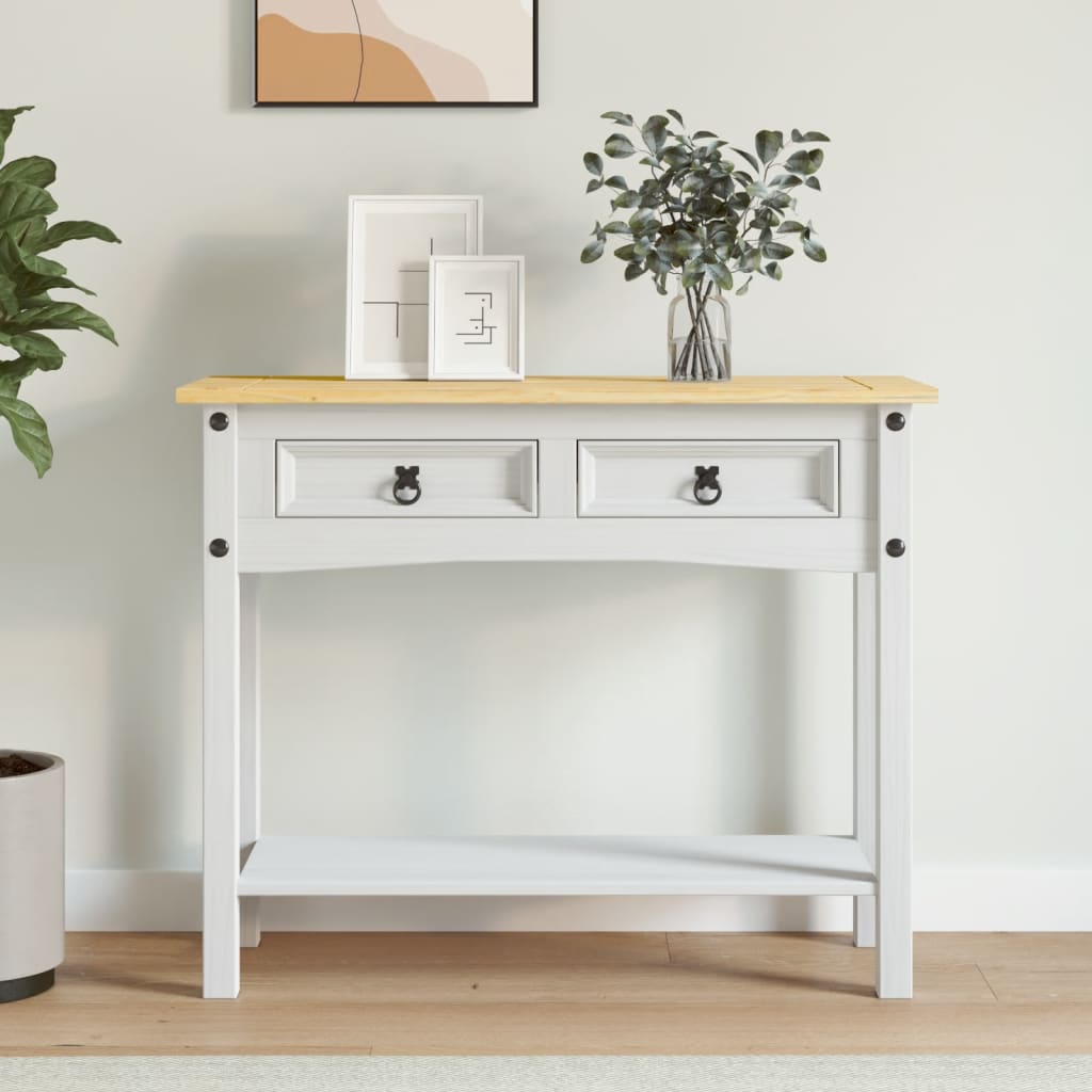 Table console Gamme Corona Pin mexicain Blanc 90x34,5x73 cm - XIOS