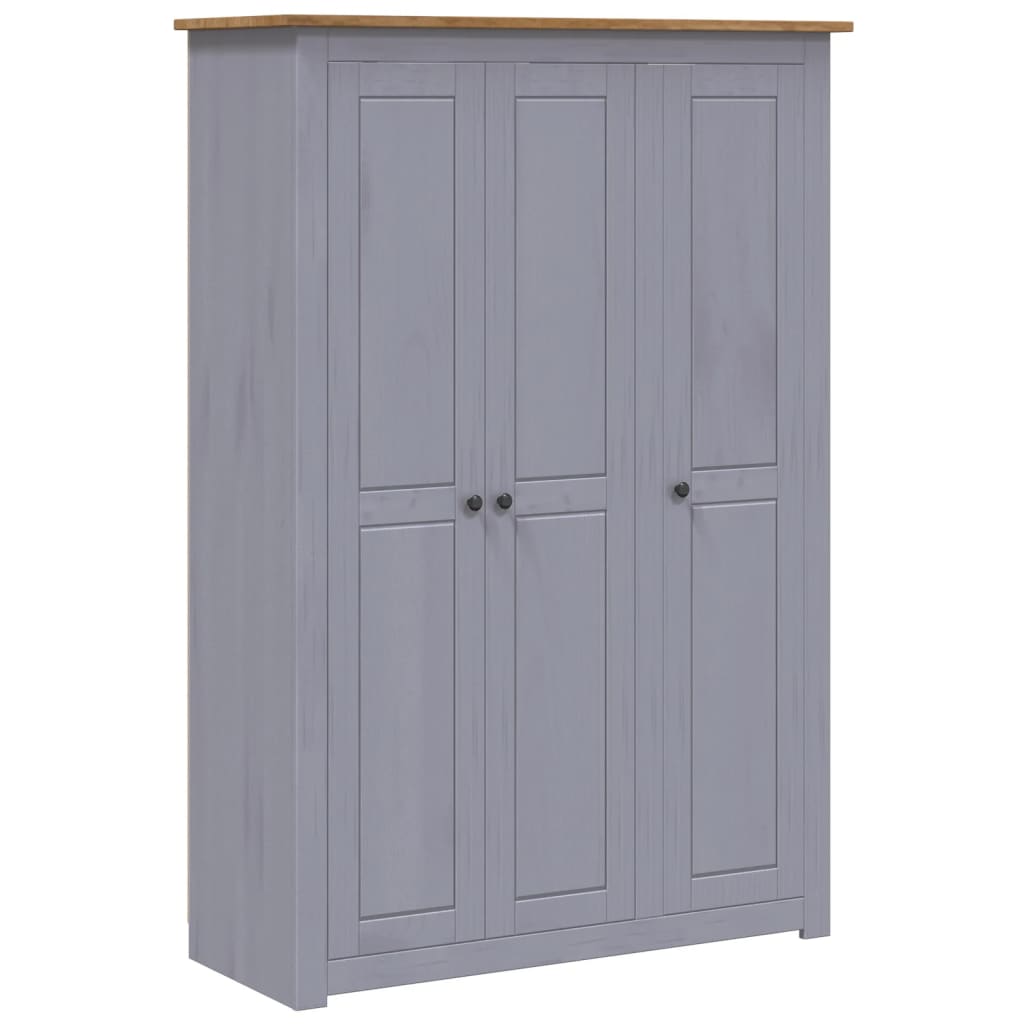 Garde-robe 3 portes Gris 118x50x171,5 cm Pin Assortiment Panama - XIOS