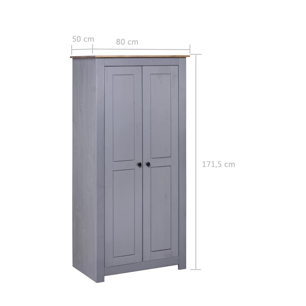 Garde-robe Gris 80x50x171,5 cm Pin massif Assortiment Panama - XIOS