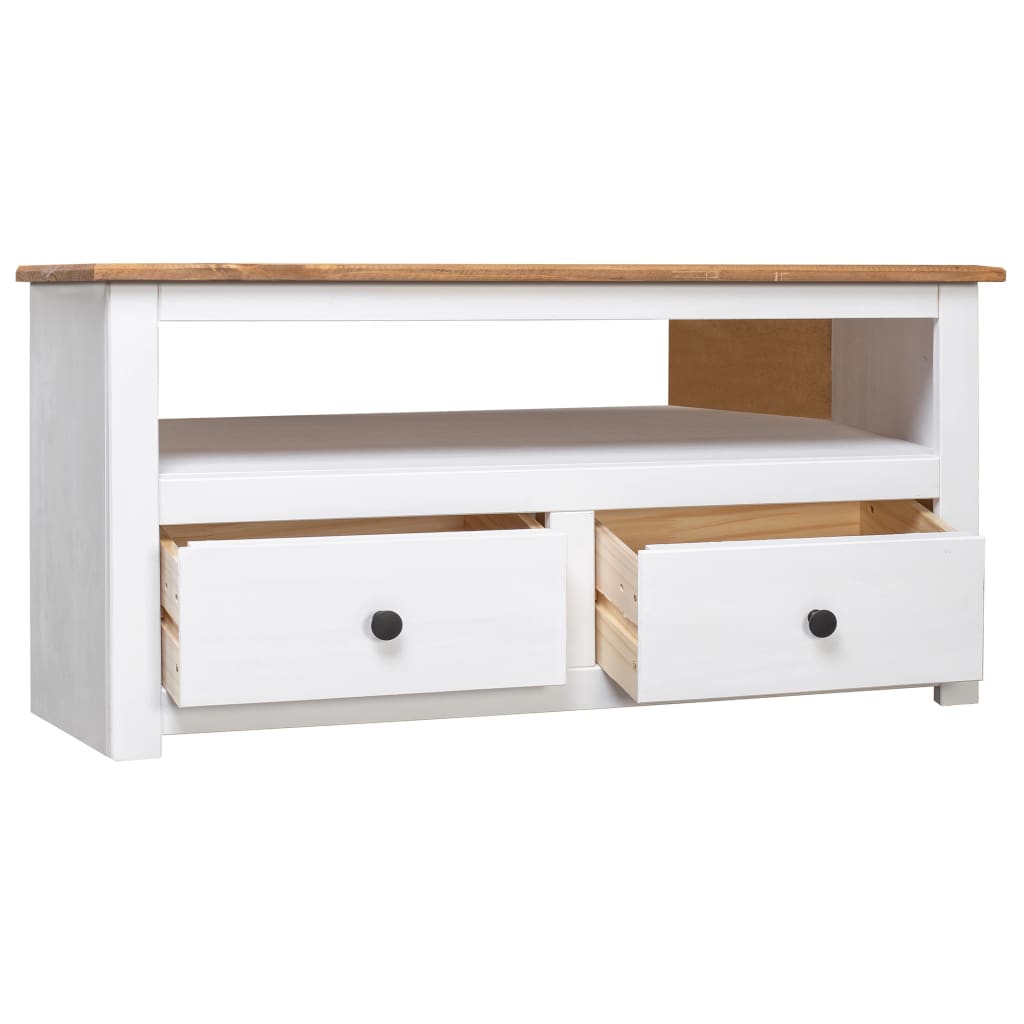Meuble TV d'angle Blanc 93x49x49 cm Pin Assortiment Panama - XIOS