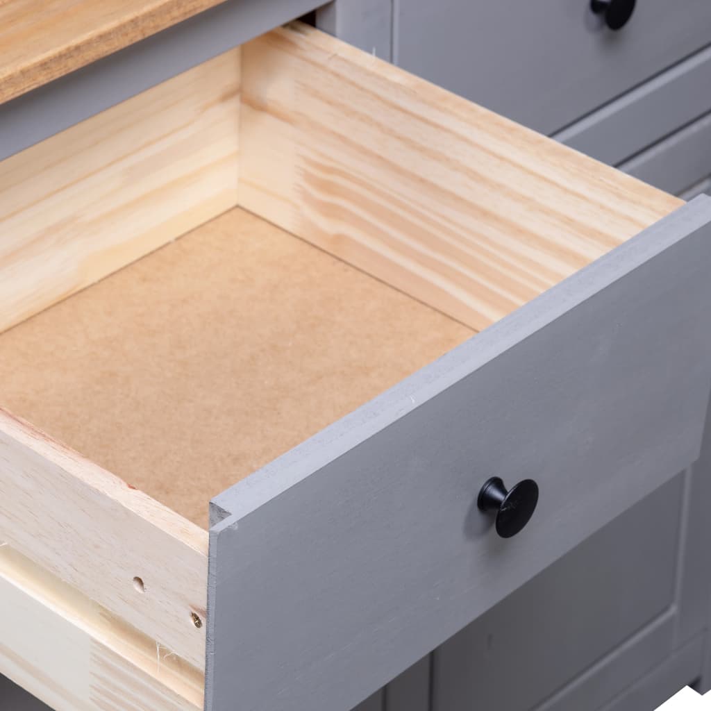Buffet Gris 93x40x80 cm Pin solide Assortiment Panama - XIOS