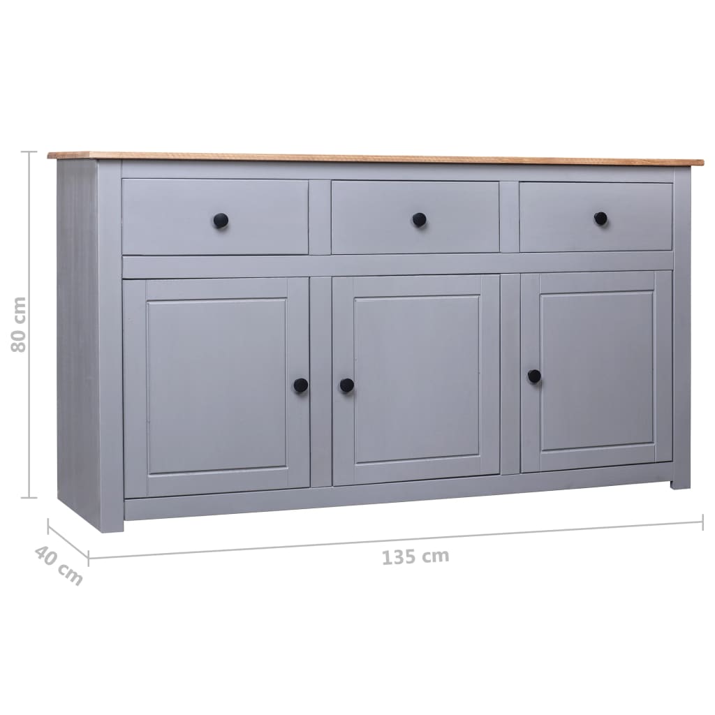 Buffet Gris 135x40x80 cm Pin solide Assortiment Panama - XIOS