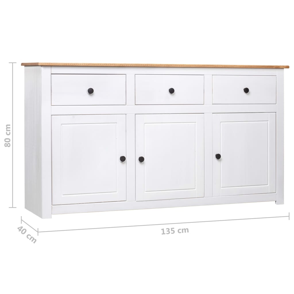 Buffet Blanc 135x40x80 cm Pin solide Gamme Panama - XIOS