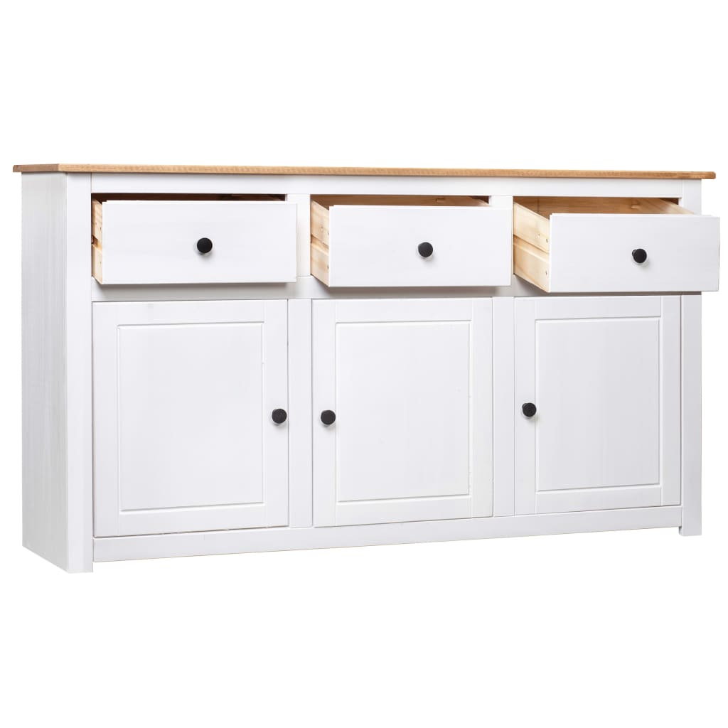 Buffet Blanc 135x40x80 cm Pin solide Gamme Panama - XIOS