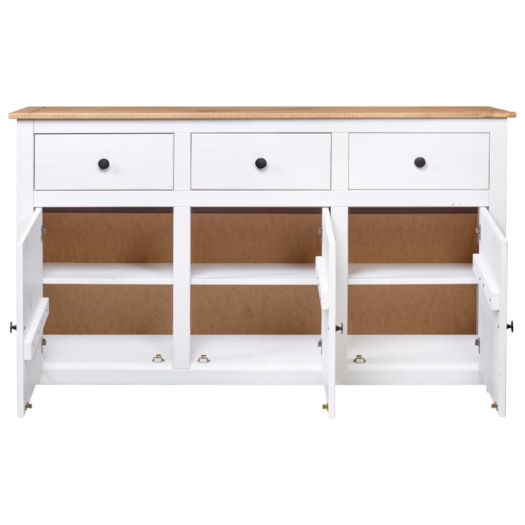 Buffet Blanc 135x40x80 cm Pin solide Gamme Panama - XIOS