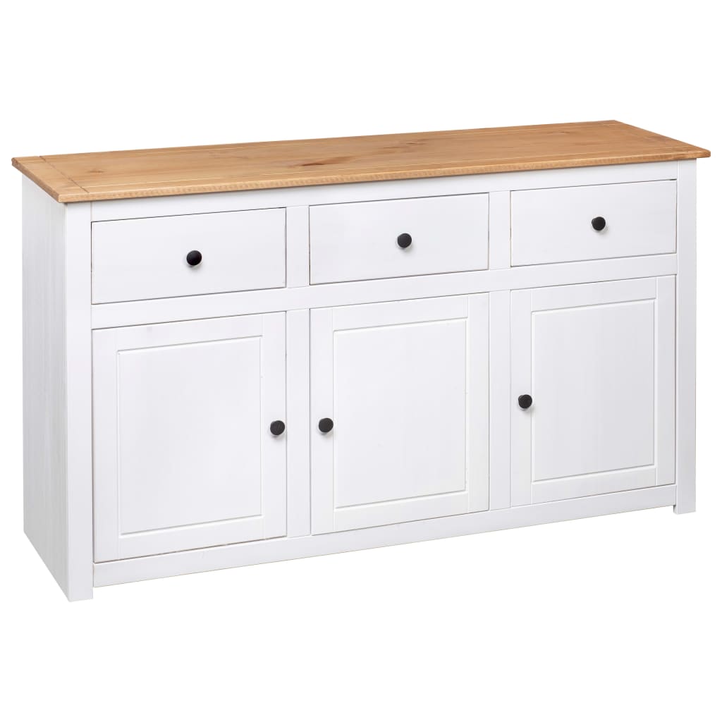 Buffet Blanc 135x40x80 cm Pin solide Gamme Panama - XIOS