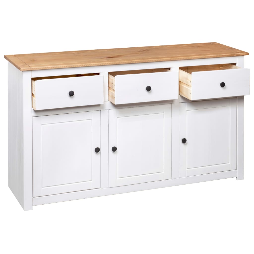 Buffet Blanc 135x40x80 cm Pin solide Gamme Panama - XIOS