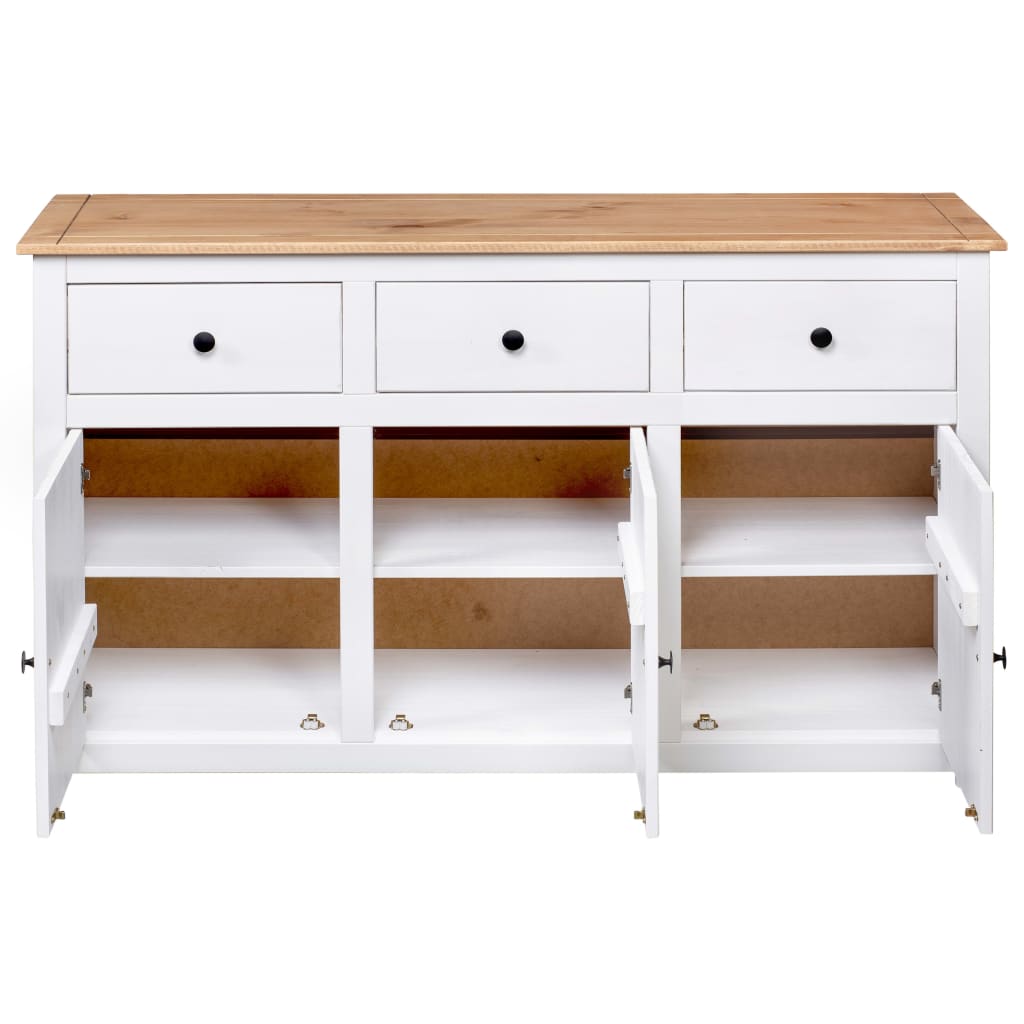 Buffet Blanc 135x40x80 cm Pin solide Gamme Panama - XIOS