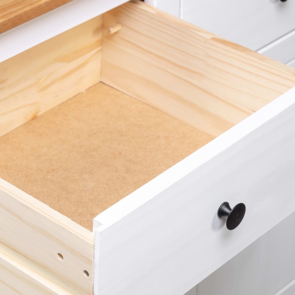 Buffet Blanc 135x40x80 cm Pin solide Gamme Panama - XIOS