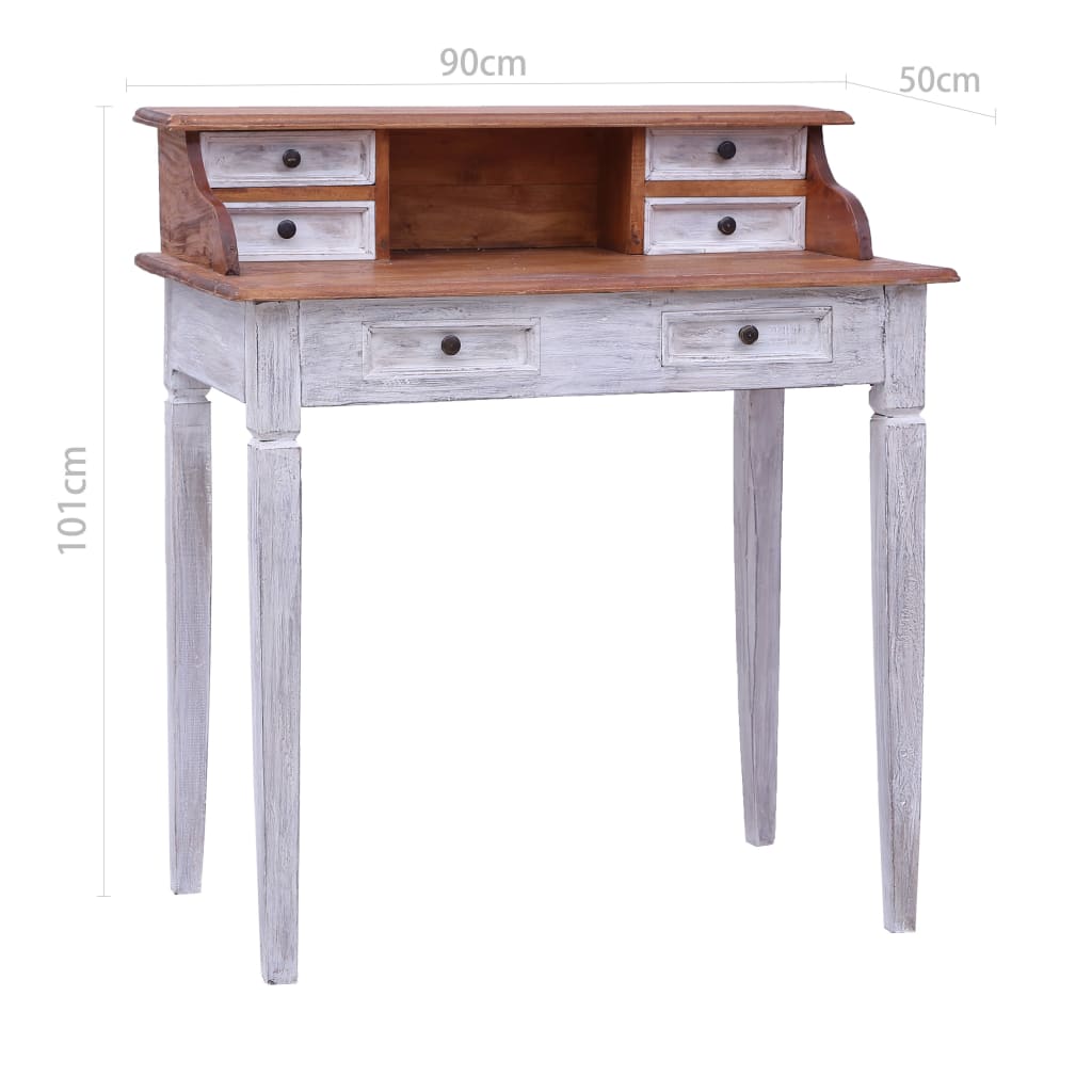 Bureau d'écriture et tiroirs 90x50x101 cm bois massif d'acajou - XIOS