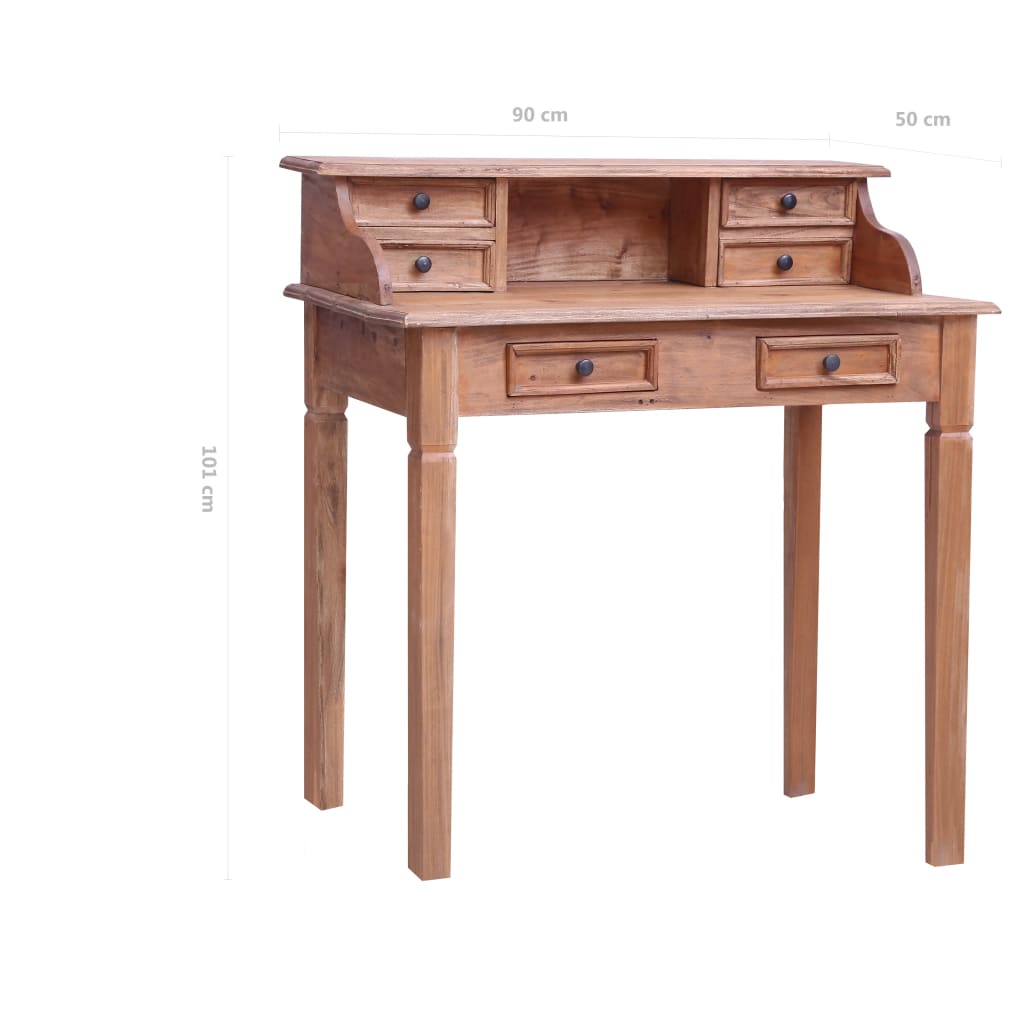 Bureau d'écriture et tiroirs 90x50x101 cm bois massif d'acajou - XIOS