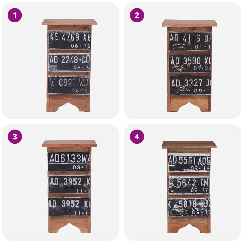 Table de chevet 30x30x51 cm bois d'acajou massif - XIOS