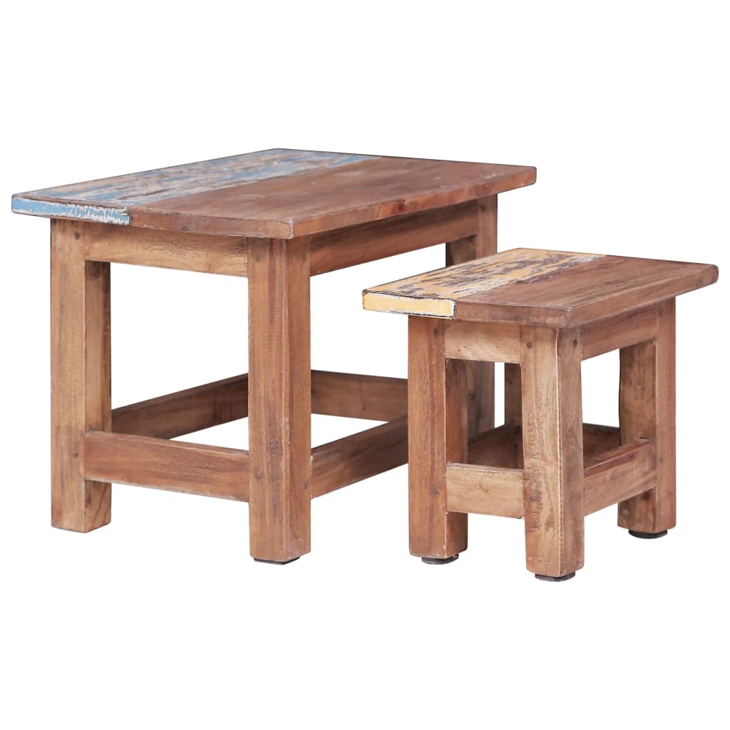 Tables gigognes 2 pcs bois d'acajou massif - XIOS