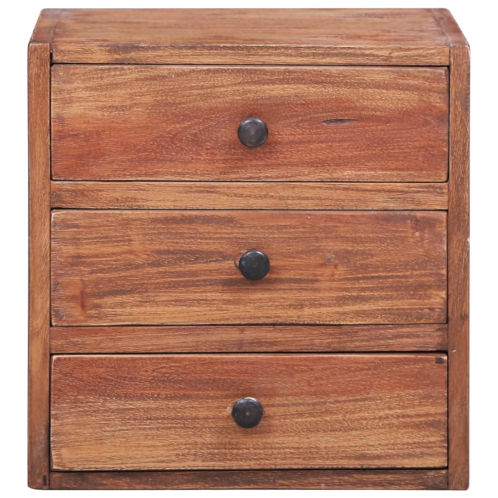 Table de chevet avec 3 tiroirs 35x25x35 cm bois d'acajou massif - XIOS