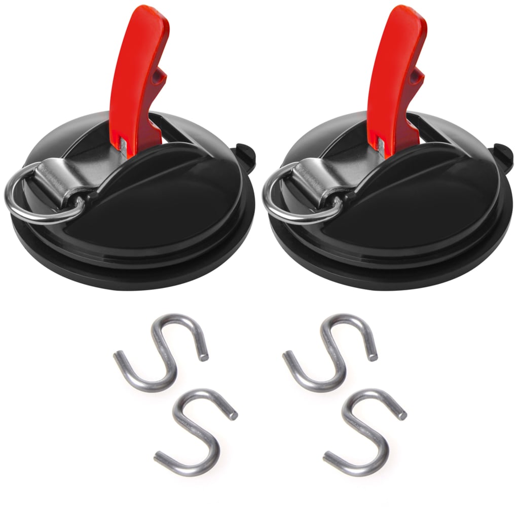 Ventouse de fixation 2 pcs avec anneaux et 4 crochets en S Mâts & piquets de tente ProPlus