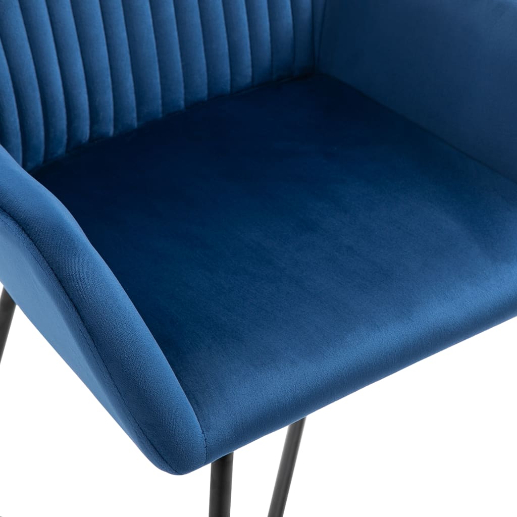 Chaises à manger lot de 6 bleu velours