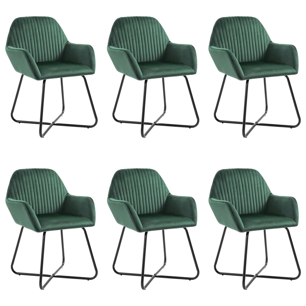 Chaises à manger lot de 6 vert velours - XIOS