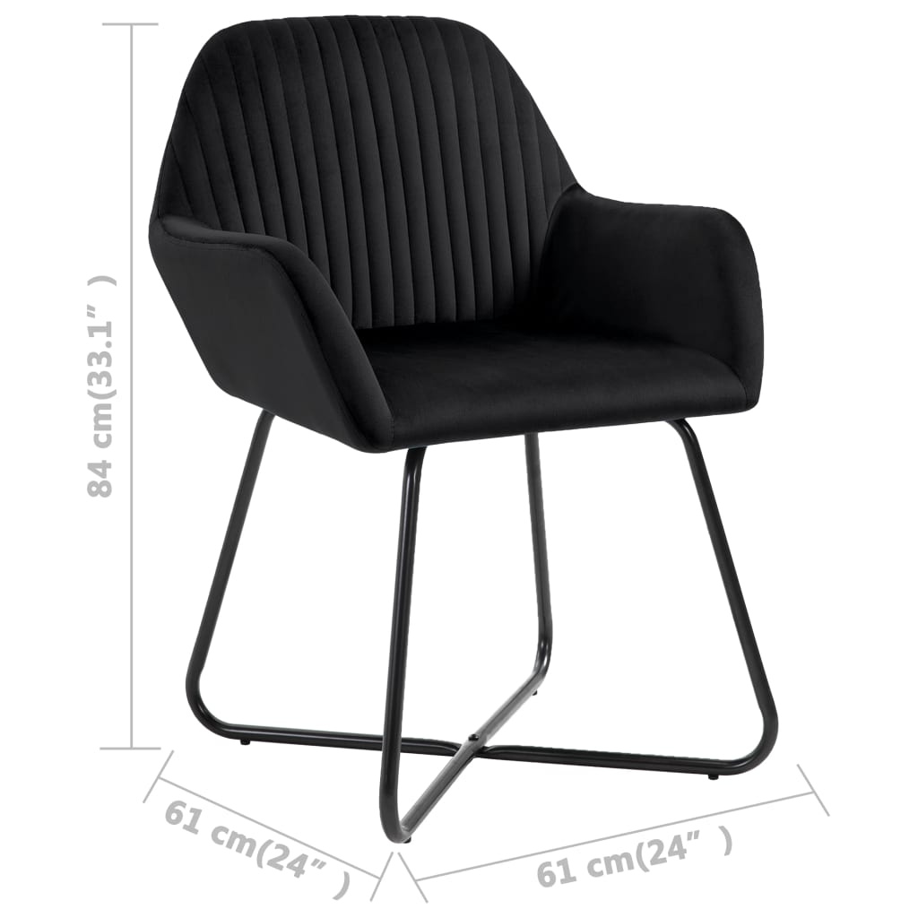 Chaises à manger lot de 4 Noir Velours - XIOS
