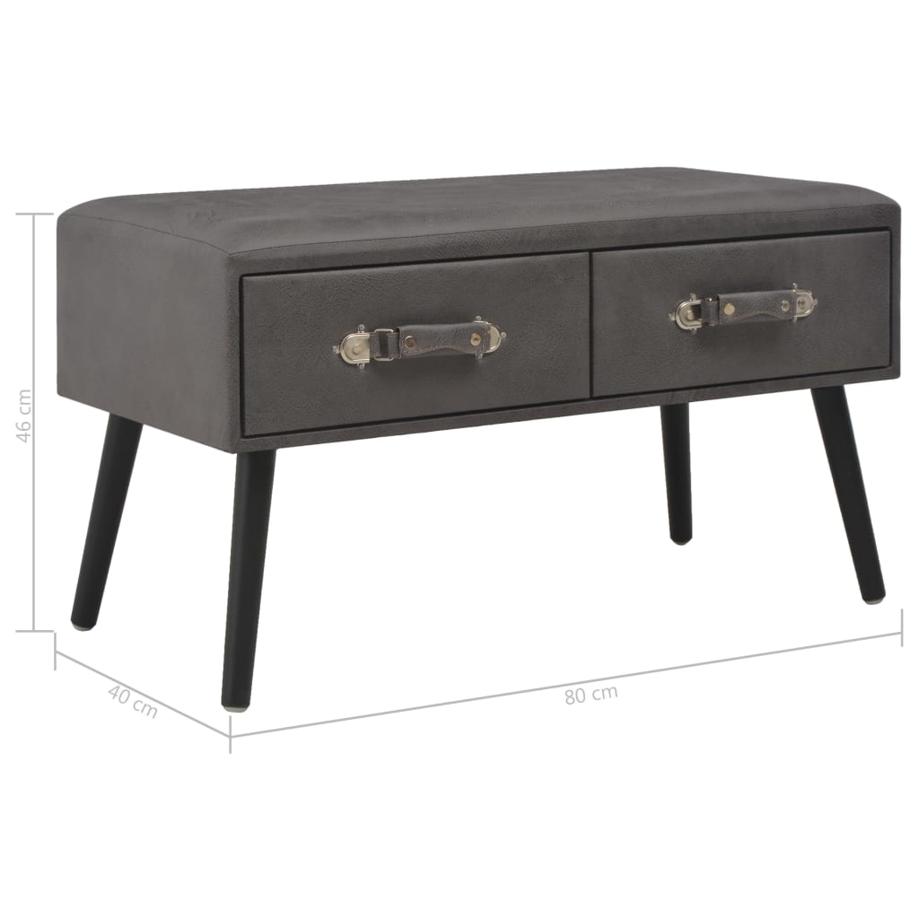 Banc avec tiroirs 80 cm Gris Similicuir - XIOS