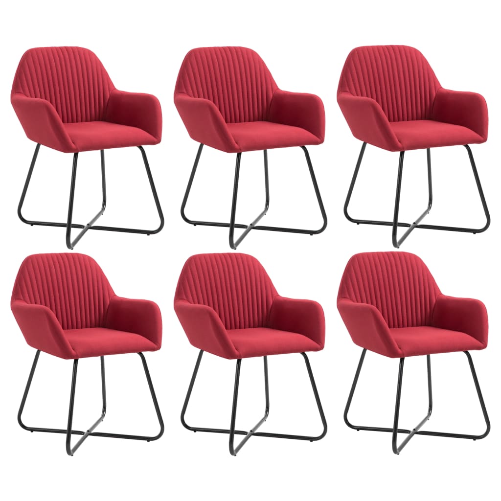 Chaises à manger lot de 6 rouge bordeaux tissu - XIOS