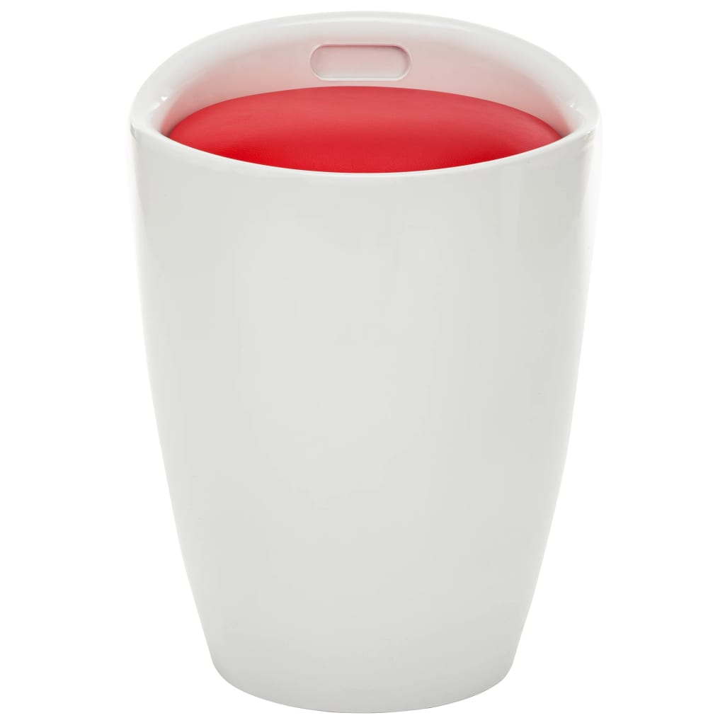 Tabouret de rangement Blanc et rouge Similicuir - XIOS