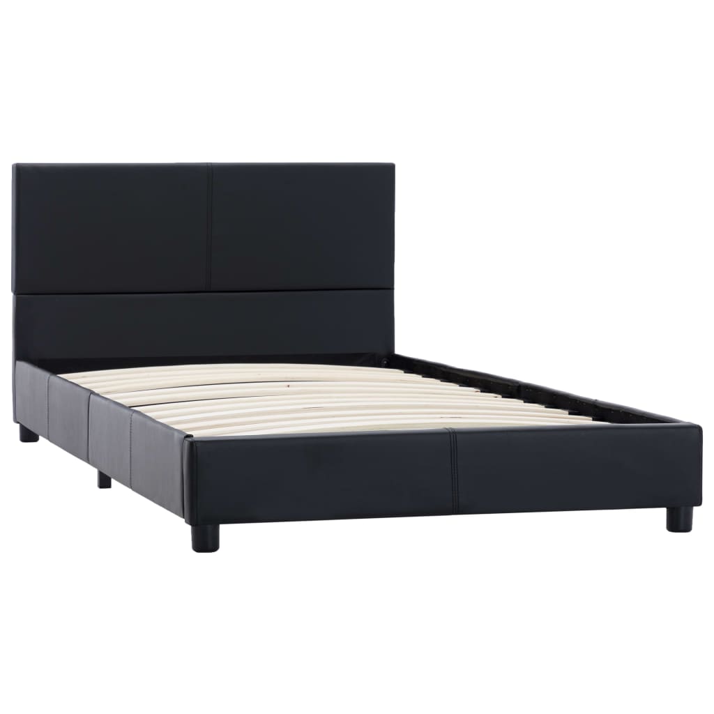 Cadre de lit sans matelas noir similicuir 90x200 cm - XIOS