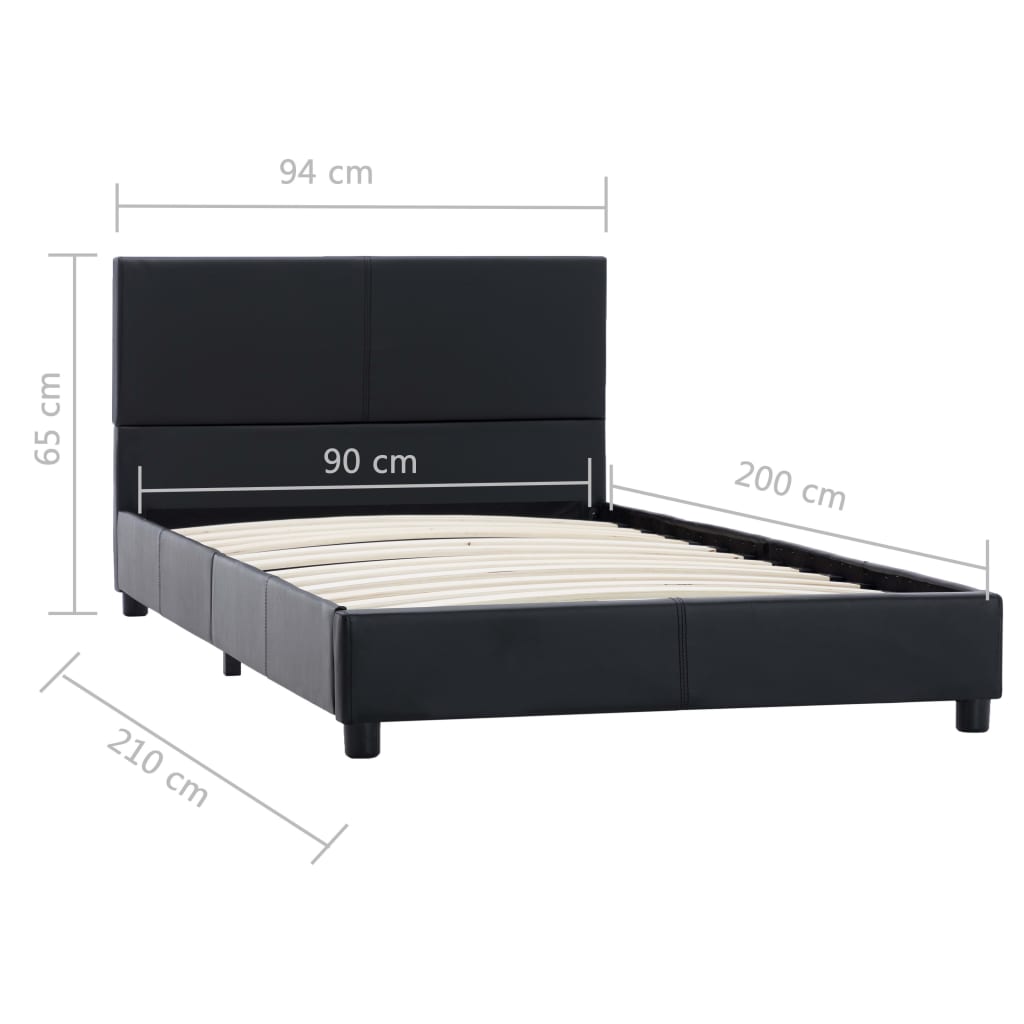 Cadre de lit sans matelas noir similicuir 90x200 cm - XIOS