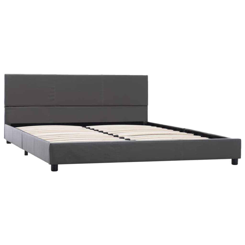 Cadre de lit sans matelas gris similicuir 140x200 cm - XIOS