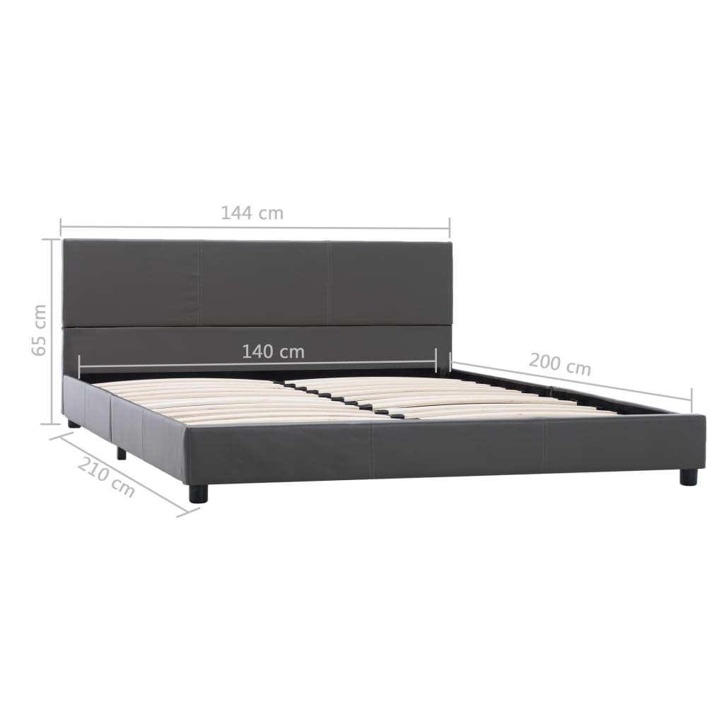 Cadre de lit sans matelas gris similicuir 140x200 cm - XIOS
