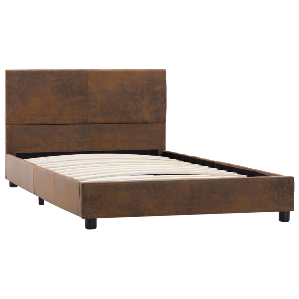 Cadre de lit sans matelas marron similicuir daim 90x200 cm - XIOS