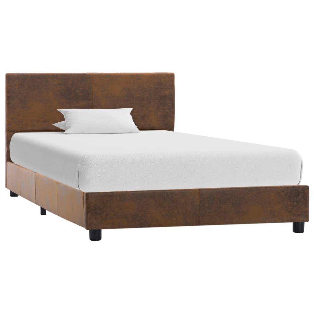 Cadre de lit sans matelas marron similicuir daim 100x200 cm - XIOS