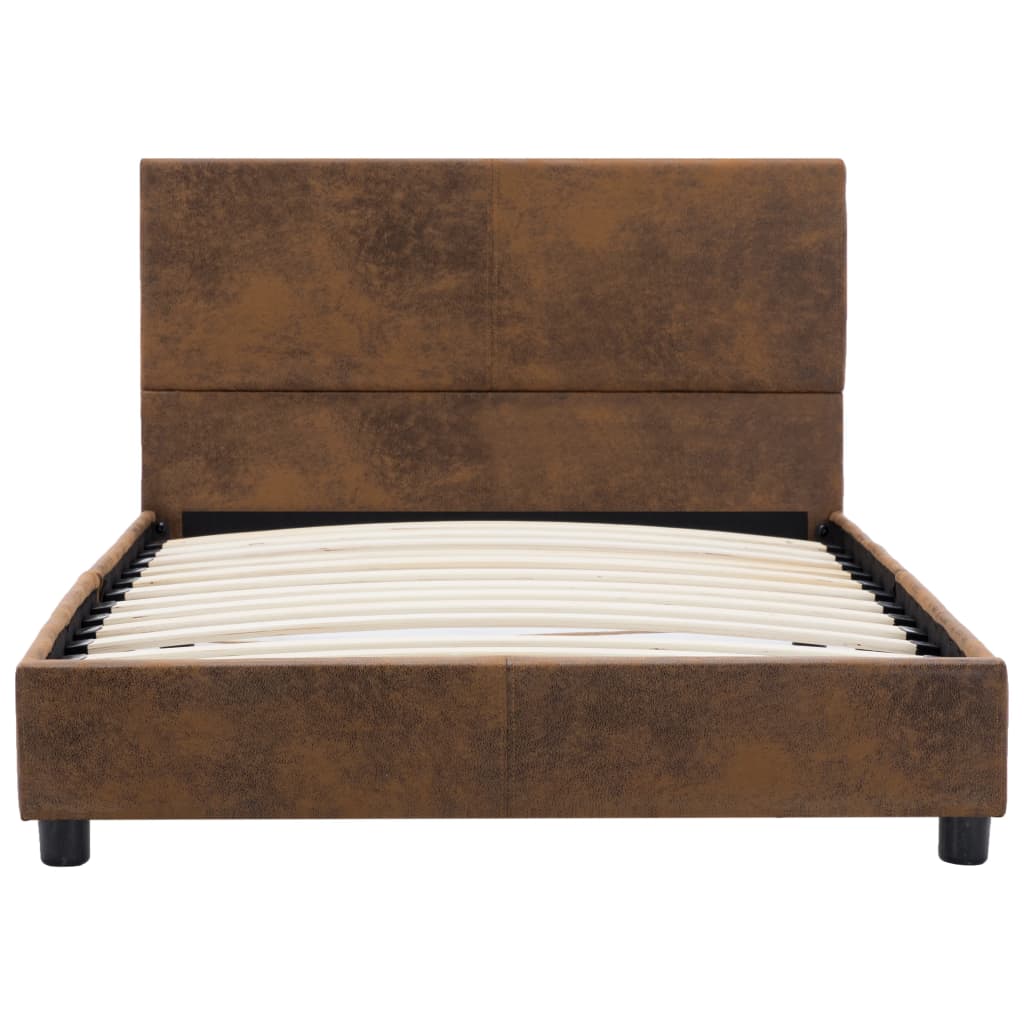 Cadre de lit sans matelas marron similicuir daim 100x200 cm - XIOS