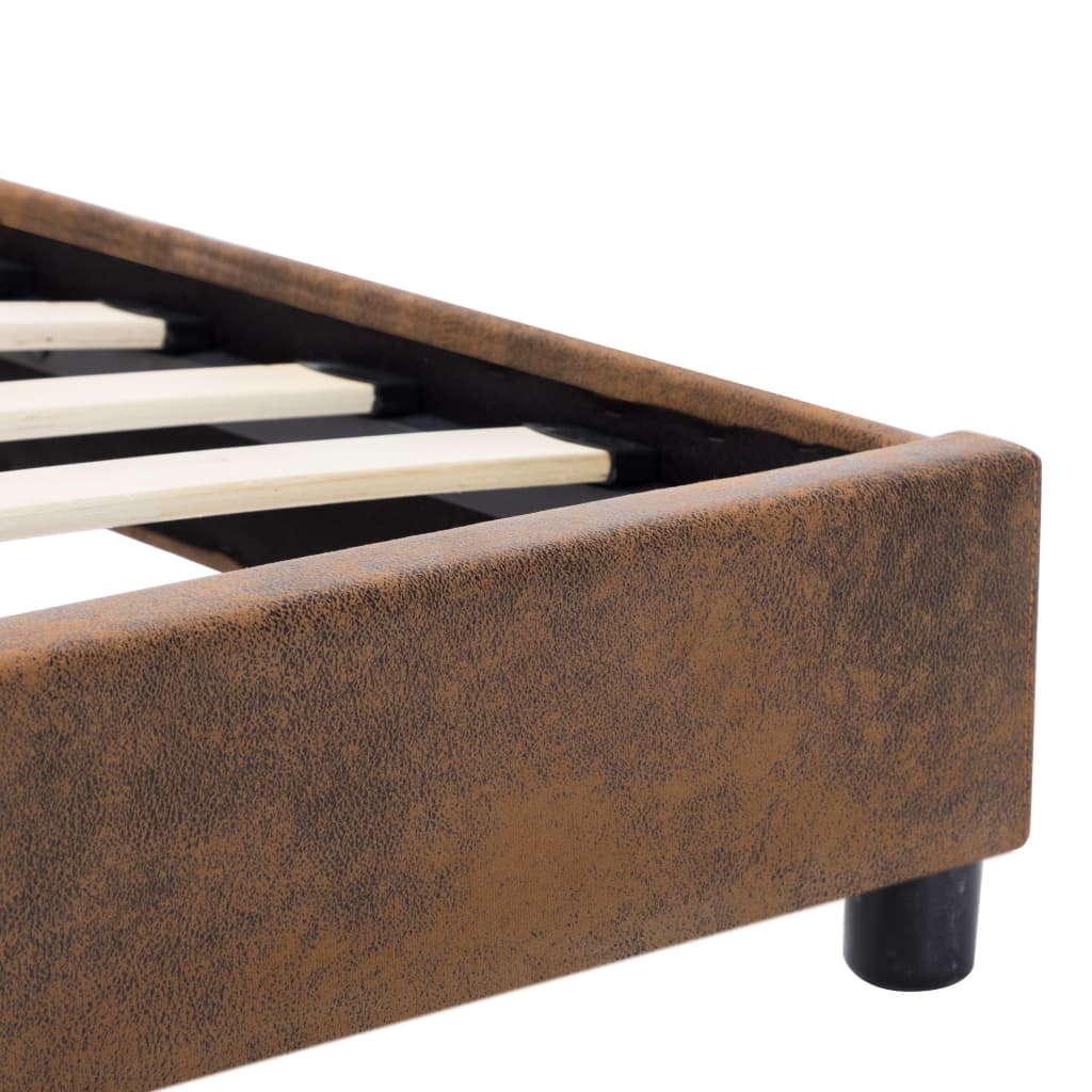Cadre de lit sans matelas marron similicuir daim 100x200 cm - XIOS