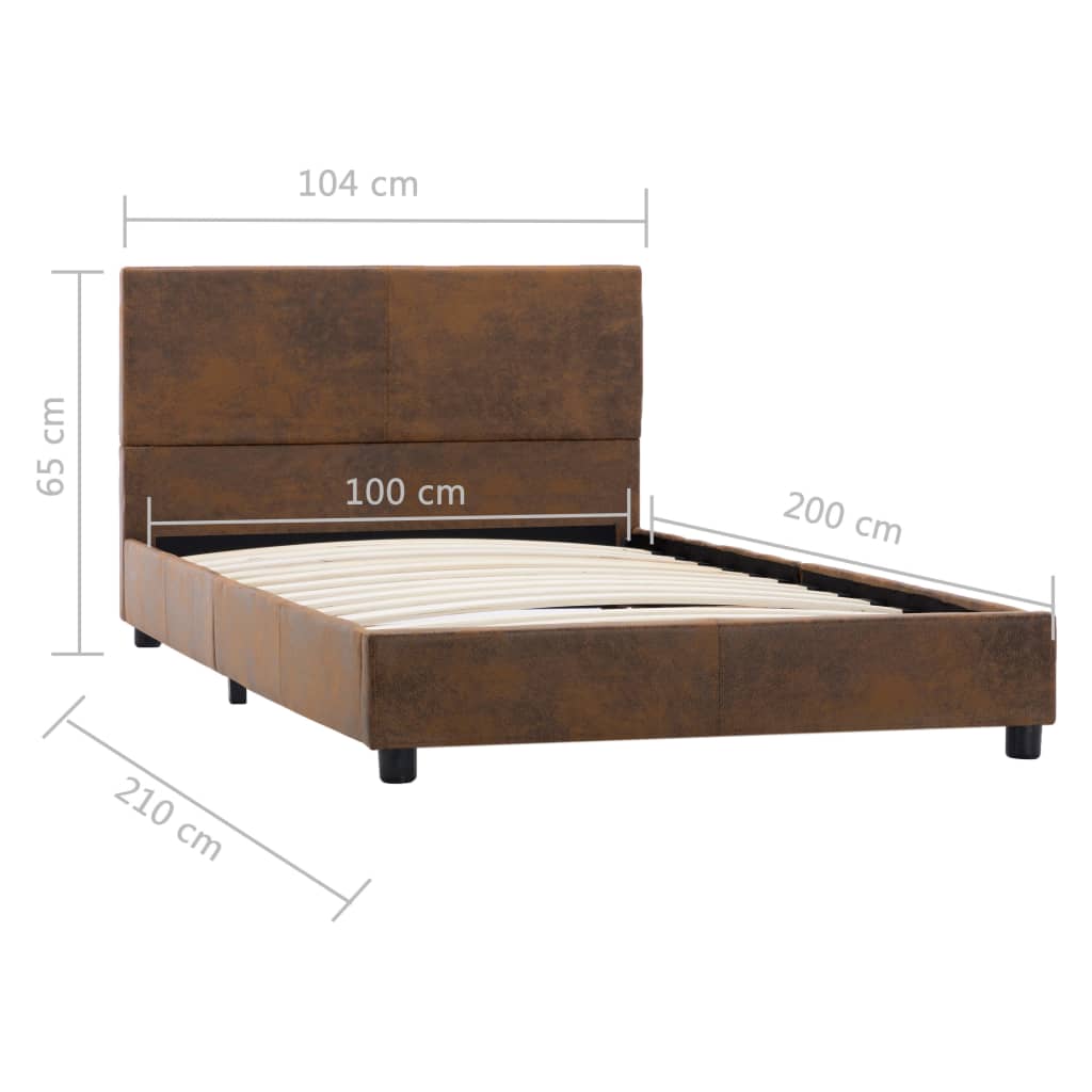 Cadre de lit sans matelas marron similicuir daim 100x200 cm - XIOS