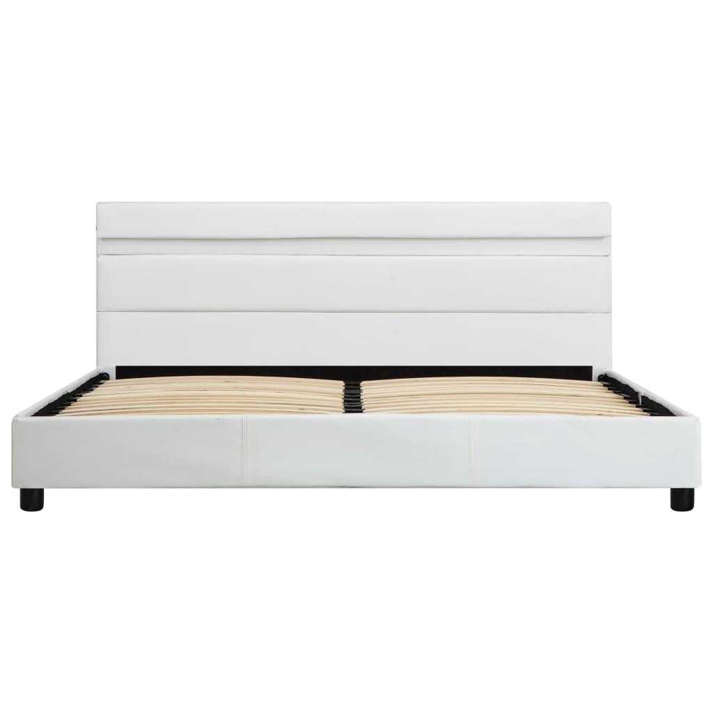 Cadre de lit avec LED Blanc Similicuir 120 x 200 cm