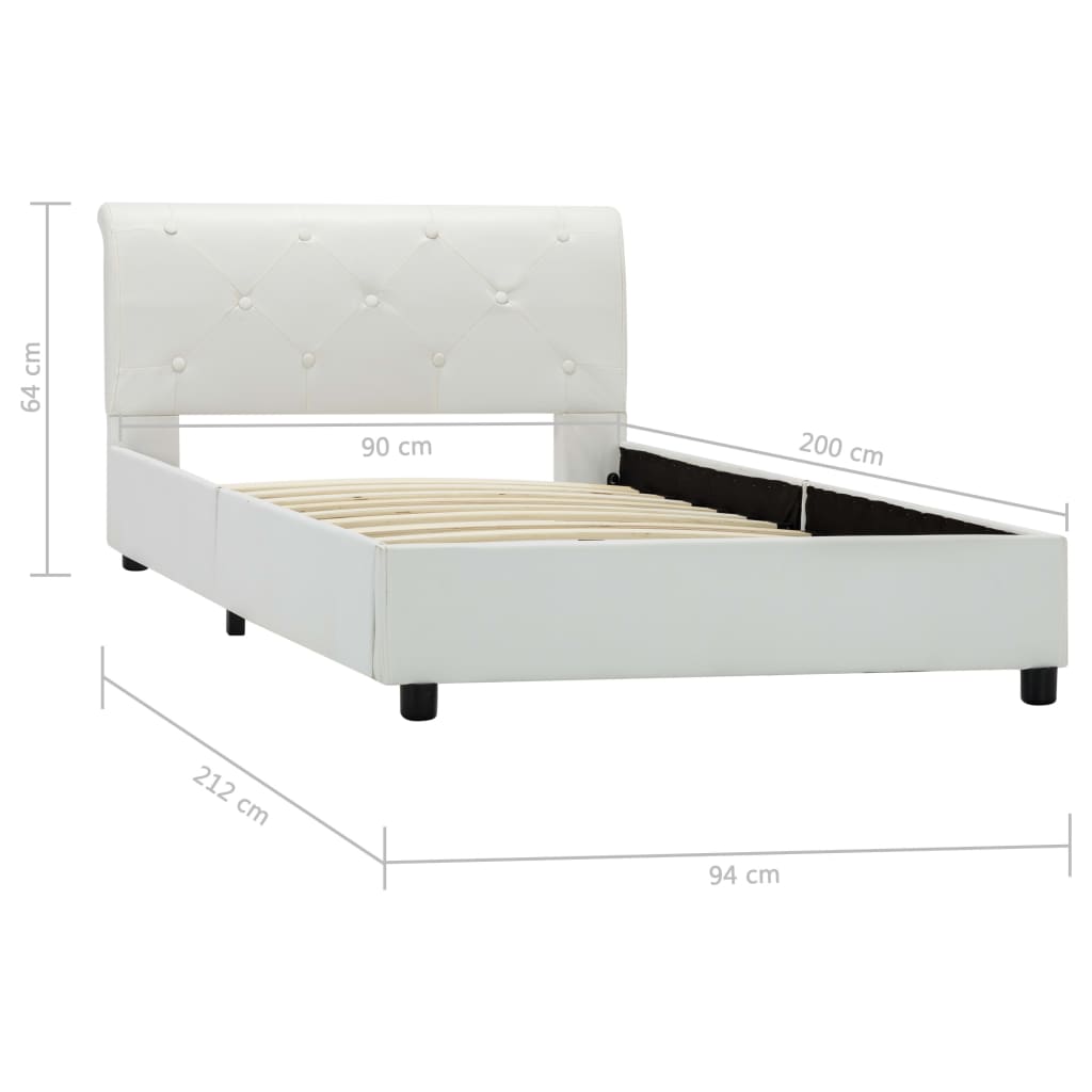 Cadre de lit sans matelas blanc similicuir 90x200 cm - XIOS