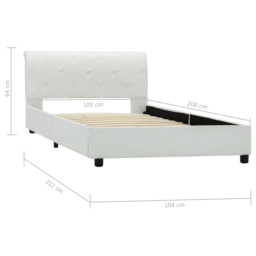 Cadre de lit Blanc Similicuir 100 x 200 cm - XIOS