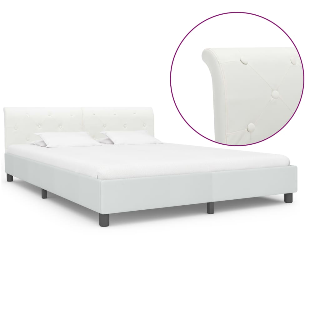 Cadre de lit sans matelas blanc similicuir 160x200 cm - XIOS