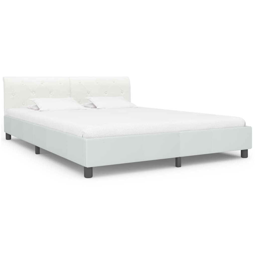 Cadre de lit sans matelas blanc similicuir 160x200 cm - XIOS