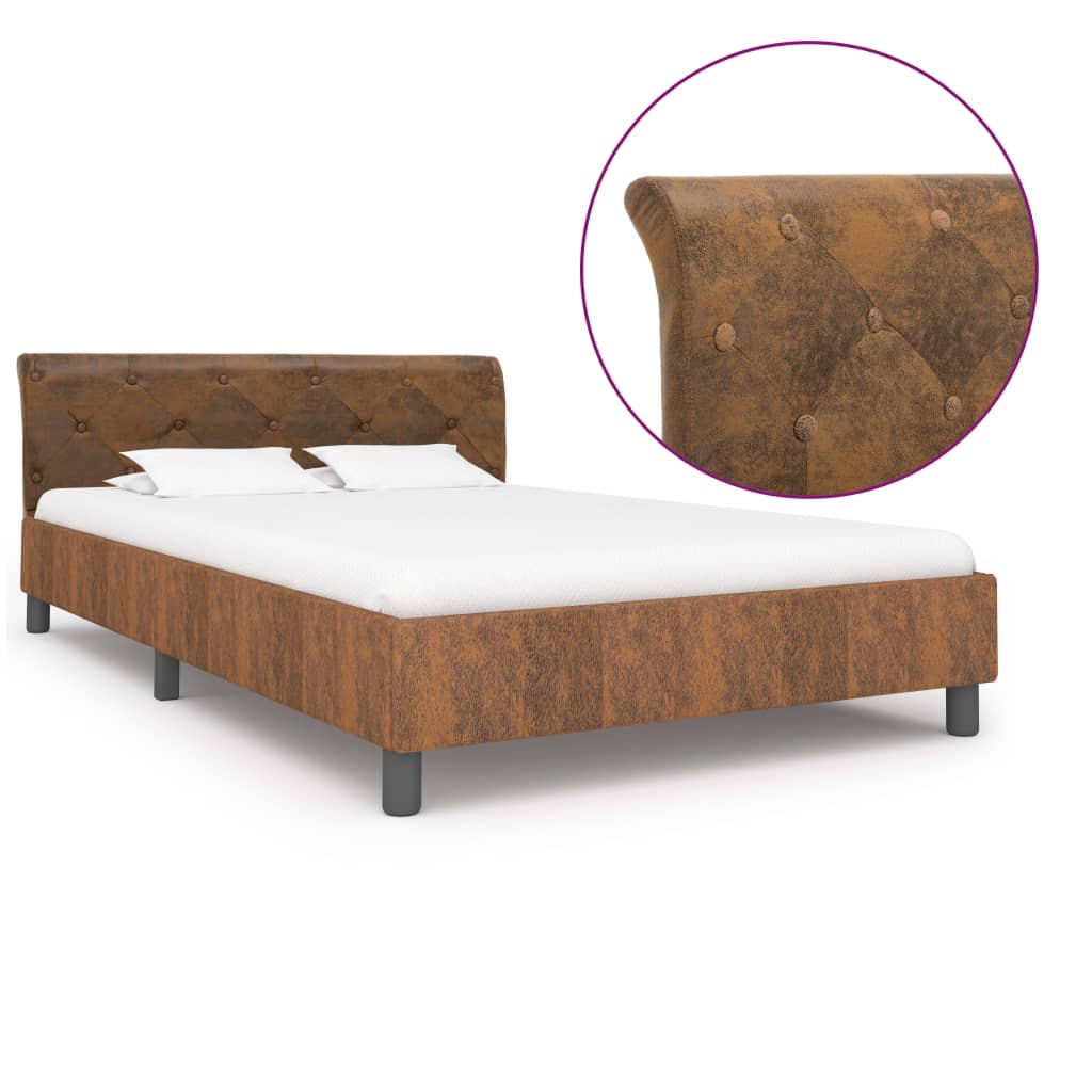 Cadre de lit sans matelas marron similicuir daim 120x200 cm - XIOS