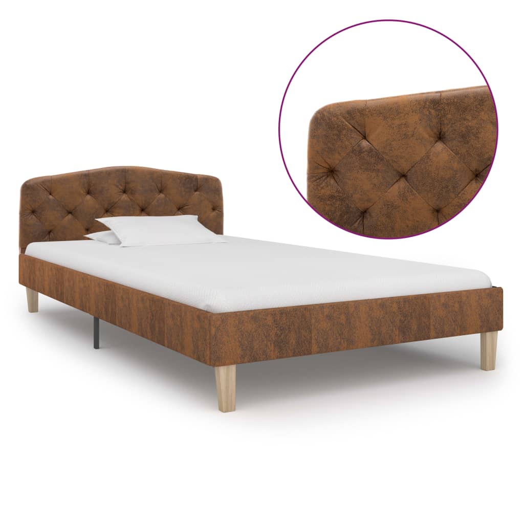 Cadre de lit sans matelas marron similicuir daim 90x200 cm - XIOS
