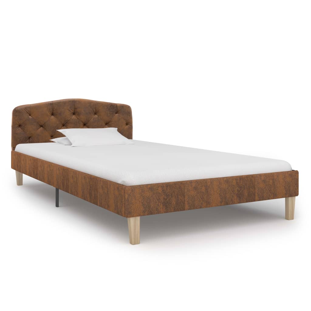 Cadre de lit sans matelas marron similicuir daim 90x200 cm - XIOS