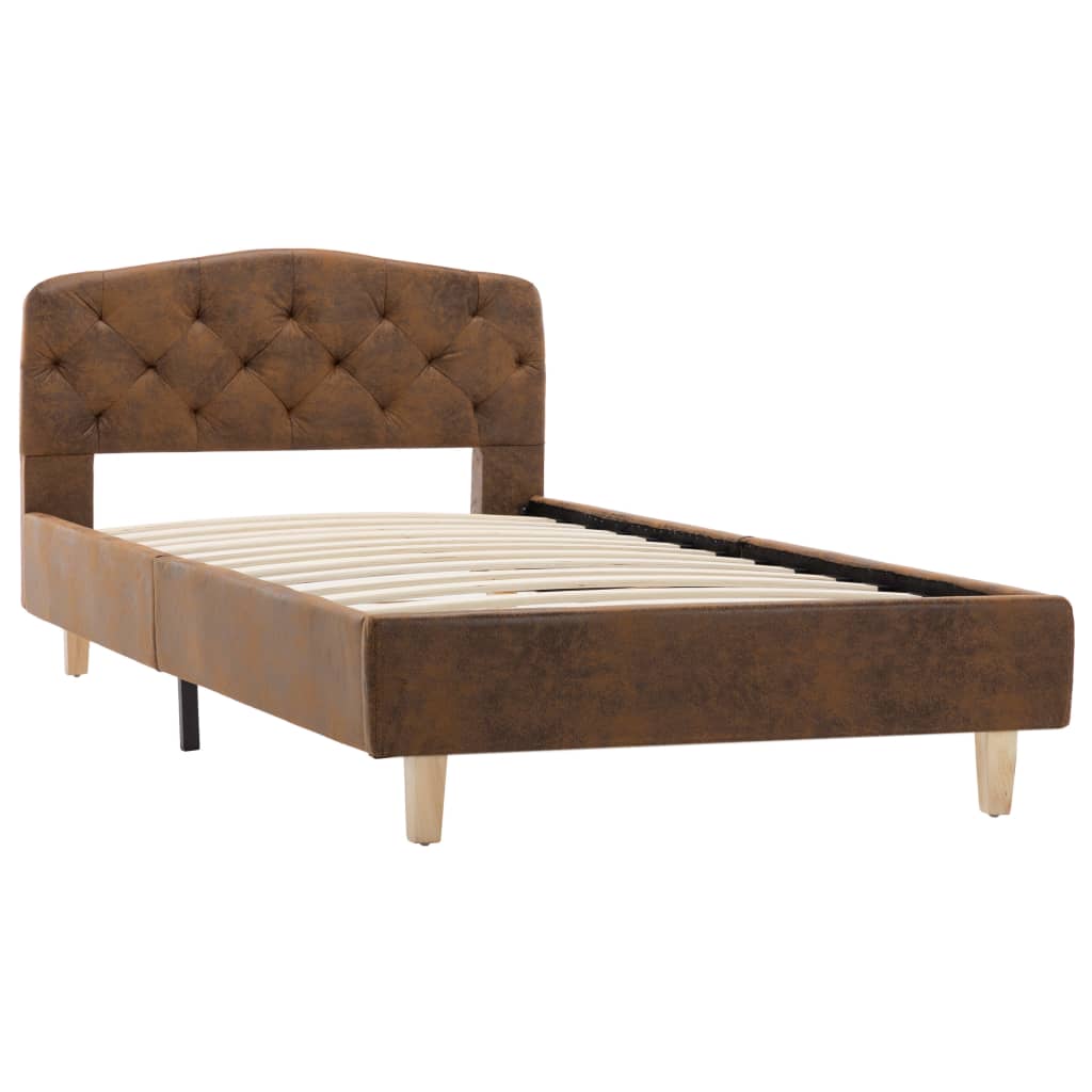 Cadre de lit sans matelas marron similicuir daim 90x200 cm - XIOS