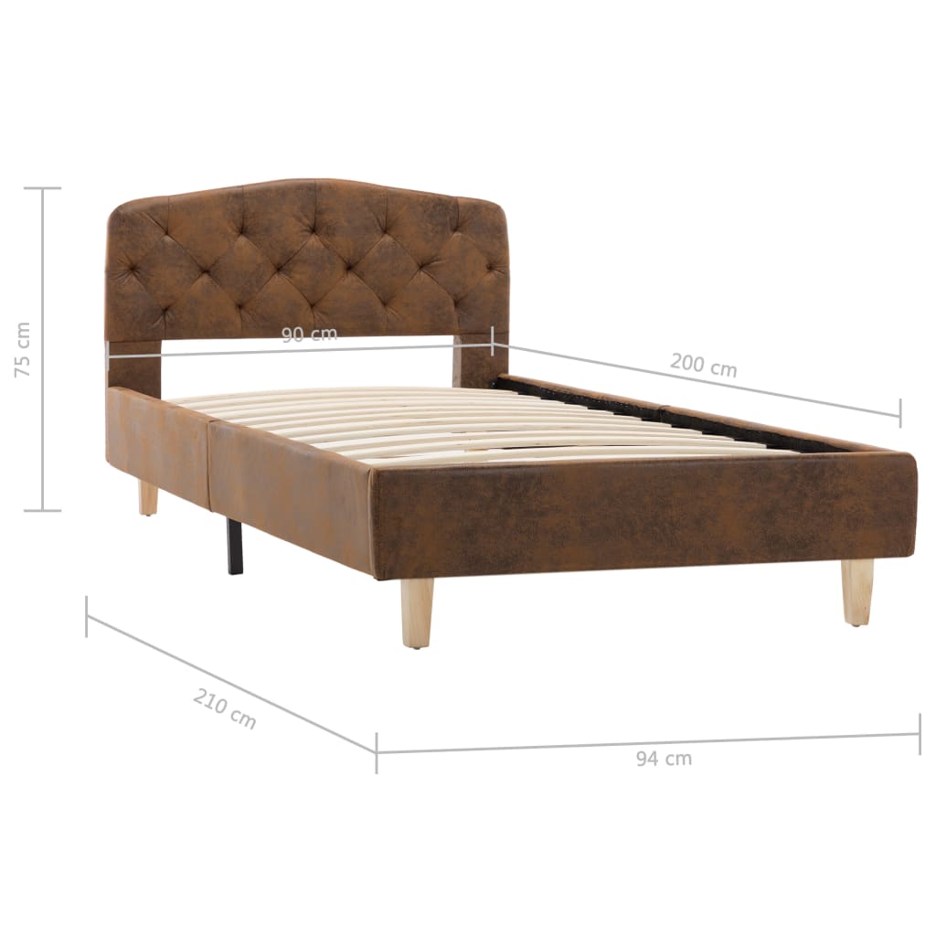 Cadre de lit sans matelas marron similicuir daim 90x200 cm - XIOS