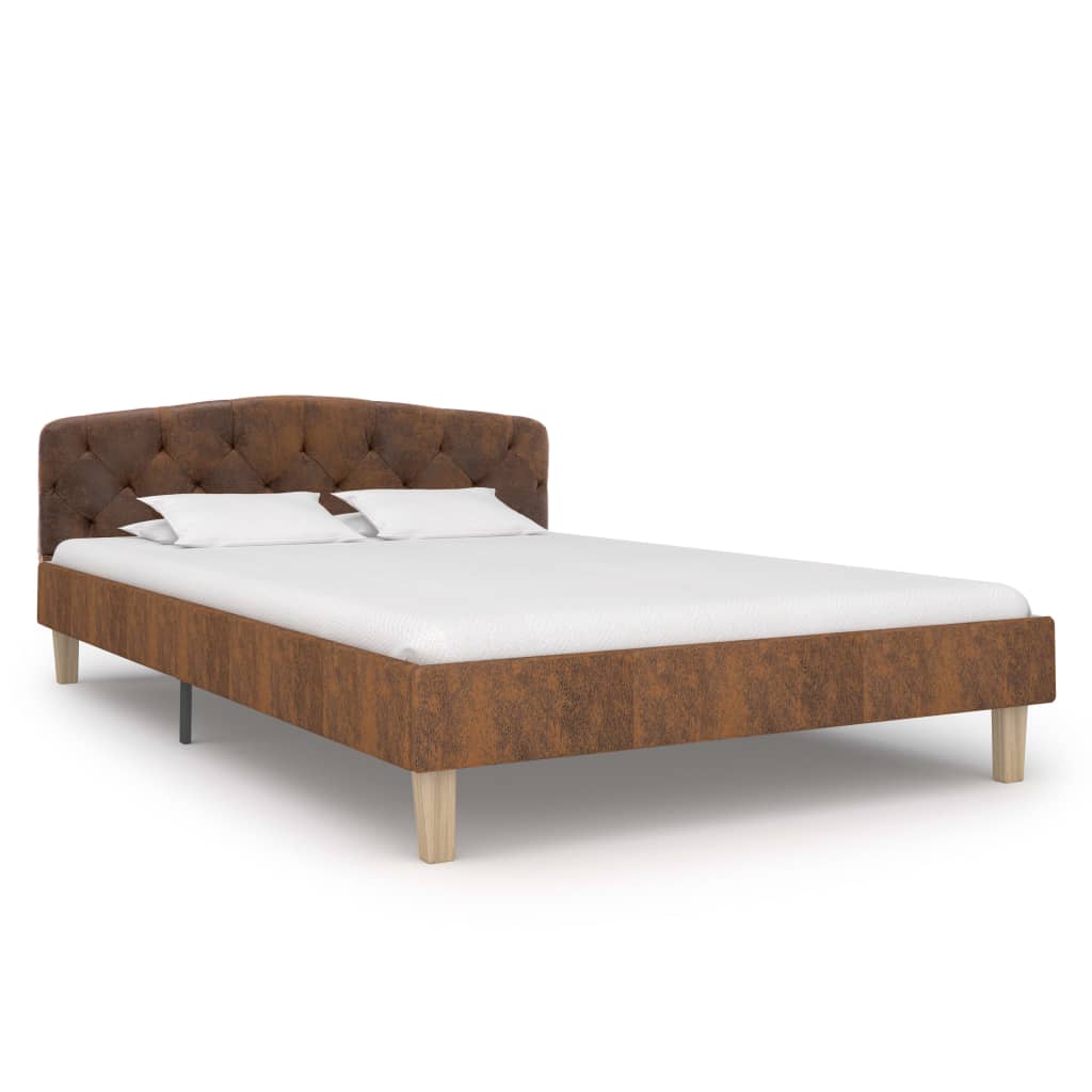 Cadre de lit sans matelas marron similicuir daim 120x200 cm - XIOS