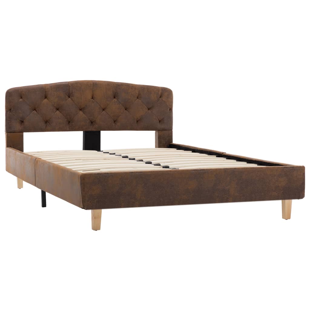 Cadre de lit sans matelas marron similicuir daim 120x200 cm - XIOS